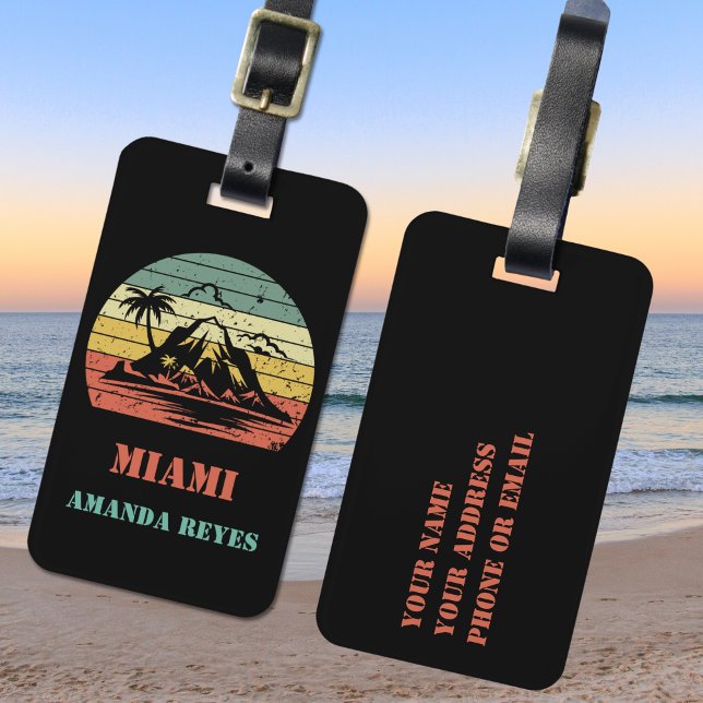 Personalised Retro Miami Luggage Tag (Creator Uploaded)