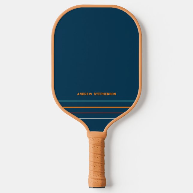 Personalised Retro Minimal Stripe Name  Pickleball Paddle (Front)
