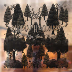 Personalised Retro Minimalist Black Holiday Trees