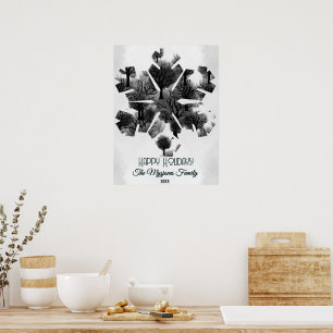 Personalised Retro Minimalist Black Holiday Trees Poster