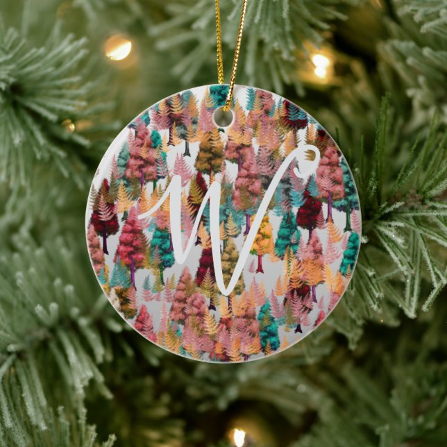 Personalised Retro Minimalist Colours Trees Ceramic Ornament (Tree)