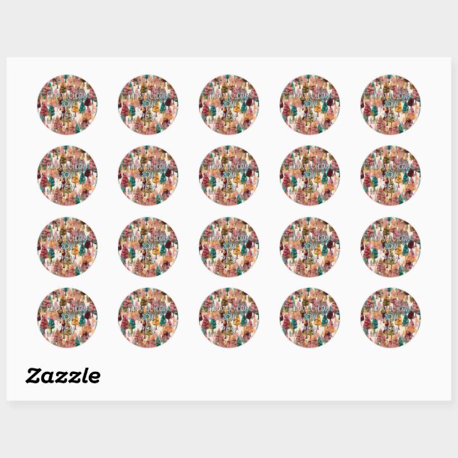 Personalised Retro Minimalist Colours Trees Classic Round Sticker (Sheet)