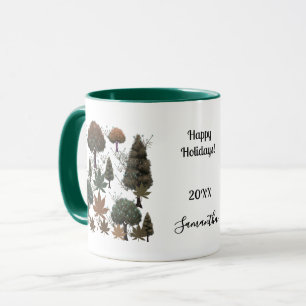 Personalised Retro Minimalist Holiday Trees Mug