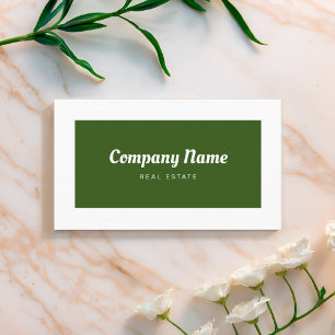 Personalised Retro Minimalist Real Estate Green Business Card