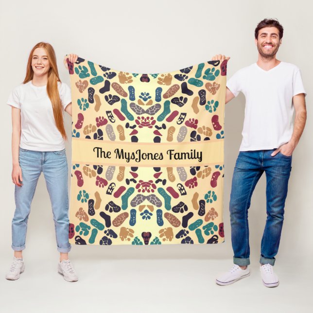 Personalised Retro Minimalist Sole Marks Fleece Blanket (In Situ)