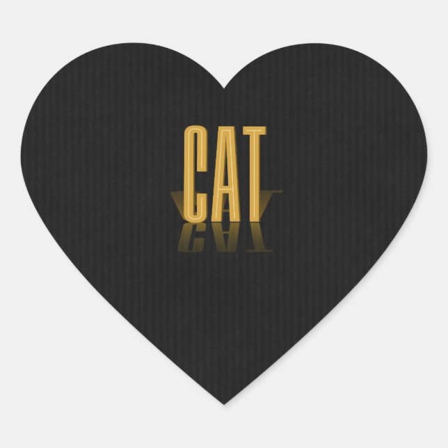 Personalised Retro Movie Poster Cat Gold Heart Sticker (Front)