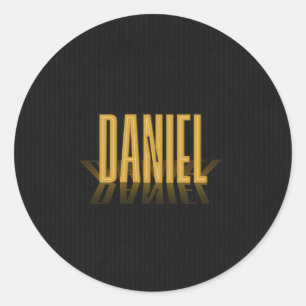 Personalised Retro Movie Poster Daniel Gold Classic Round Sticker