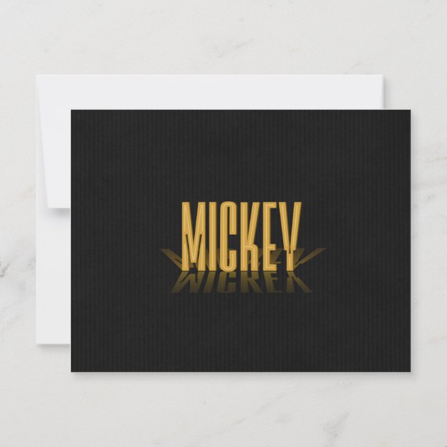 Personalised Retro Movie Poster Mickey Gold Invitation (Back)