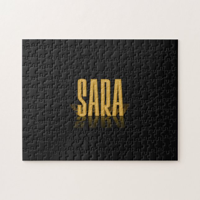 Personalised Retro Movie Poster Sara Gold Jigsaw Puzzle (Horizontal)