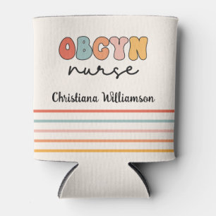 Personalised Retro OBGYN Nurse Can Cooler