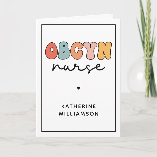 Personalised Retro OBGYN Nurse Card (Front)