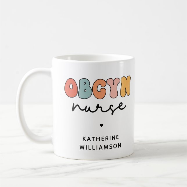 Personalised Retro OBGYN Nurse Coffee Mug (Left)