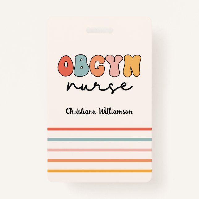Personalised Retro OBGYN Nurse ID Badge (Front)