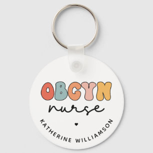 Personalised Retro OBGYN Nurse Key Ring
