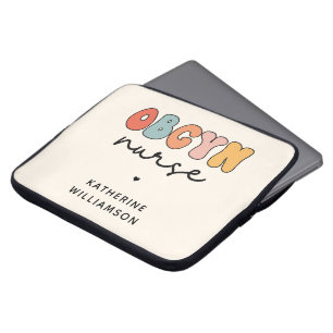 Personalised Retro OBGYN Nurse Laptop Sleeve