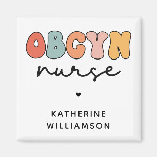 Personalised Retro OBGYN Nurse Magnet