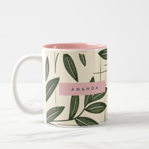 Personalised Retro Orange Flower Style Two-Tone Coffee Mug