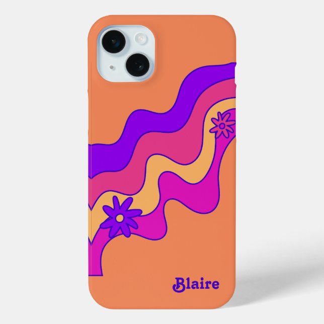Personalised Retro Orange, Pink, Purple Case-Mate iPhone Case (Back)