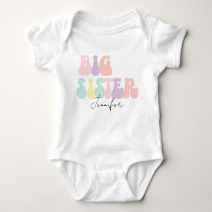 Personalised Retro Pastel Big Sister   Custom  Baby Bodysuit