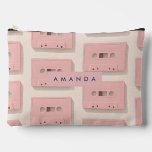 Personalised Retro Pastel Cassette Tape Vintage Accessory Pouch