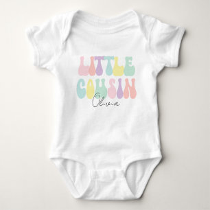 Personalised Retro Pastel Little Cousin Custom Baby Bodysuit