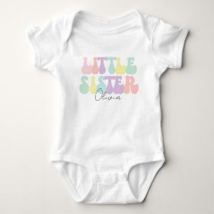 Personalised Retro Pastel Little Sister Custom  Baby Bodysuit