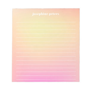 Personalised Retro Pastel Peach Pink Gradient Notepad