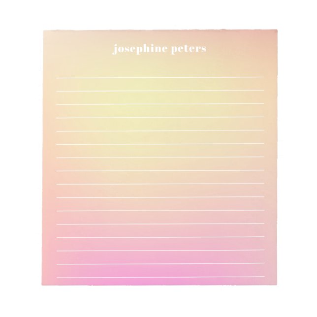 Personalised Retro Pastel Peach Pink Gradient Notepad (Front)