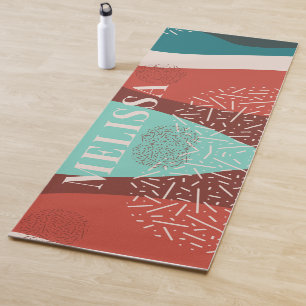 Personalised Retro Pattern Monogram Name Mum  Yoga Mat