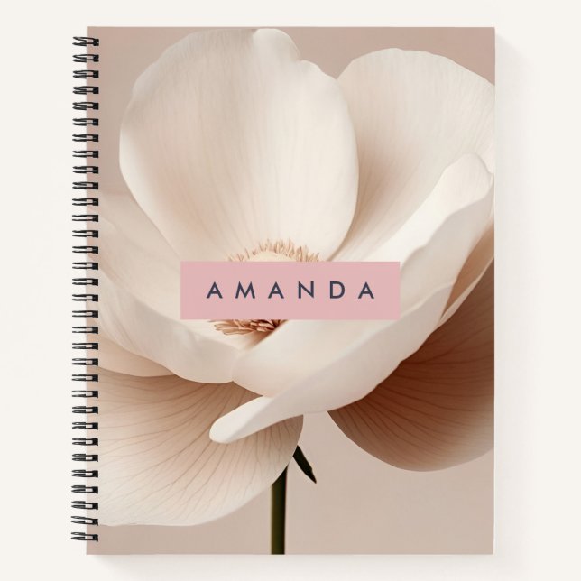 Personalised Retro Peach and Pink Floral Style Notebook (Front)