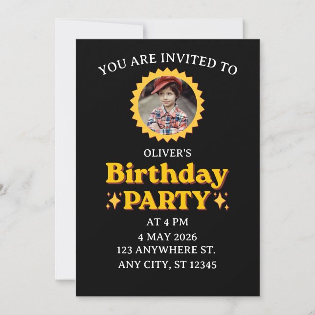 Personalised Retro Photo Birthday Invitation (Front)