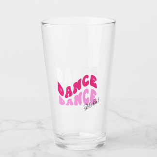 Personalised Retro Pink Name Wavy Typography Glass