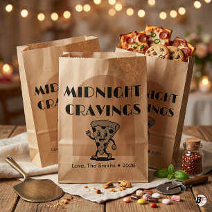 Personalised Retro Pizza Midnight Cravings Wedding Favour Bag