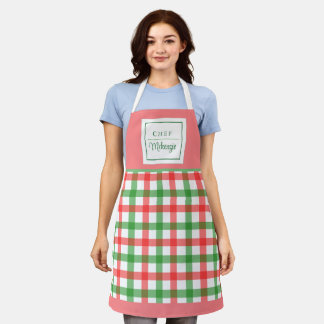 Personalised Retro Plaid Women's Apron