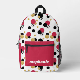 Personalised Retro Polka Dot Magenta Pink Printed Backpack