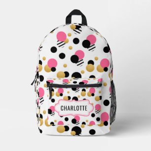 Personalised Retro Polka Dot Printed Backpack