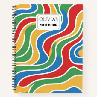 Personalised Retro Primary Swirl Spiral Notebook