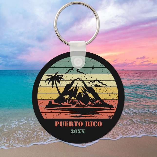 Personalised Retro Puerto Rico  Key Ring (Creator Uploaded)