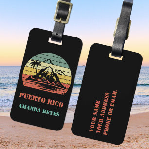 Personalised Retro Puerto Rico Luggage Tag