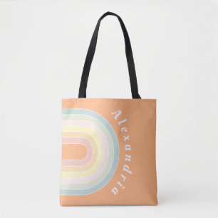 Personalised Retro Rainbow Pastel Tote Bag