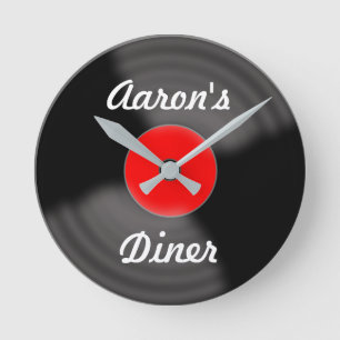 Personalised Retro Red Record Wall Clock Gift