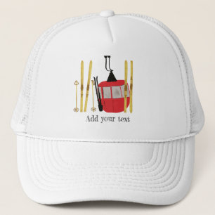 Personalised Retro Red Ski Lift Gondola Trucker Hat