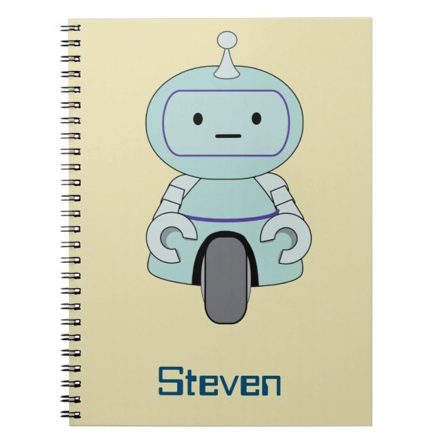Personalised Retro Robot Illustration Notebook (Front)