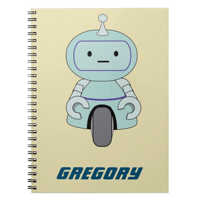 Personalised Retro Robot Illustration Notebook (Front)