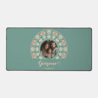 Personalised Retro Sage & Sand Mandala Photo Frame Desk Mat