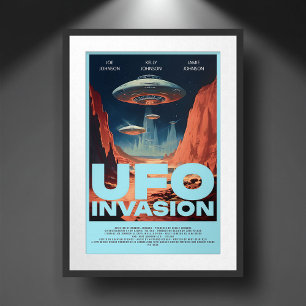 Personalised Retro Sci Fi UFO Home Theatre Movie Poster
