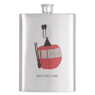 Personalised Retro Ski Lift Skiing Snow Mountain Hip Flask
