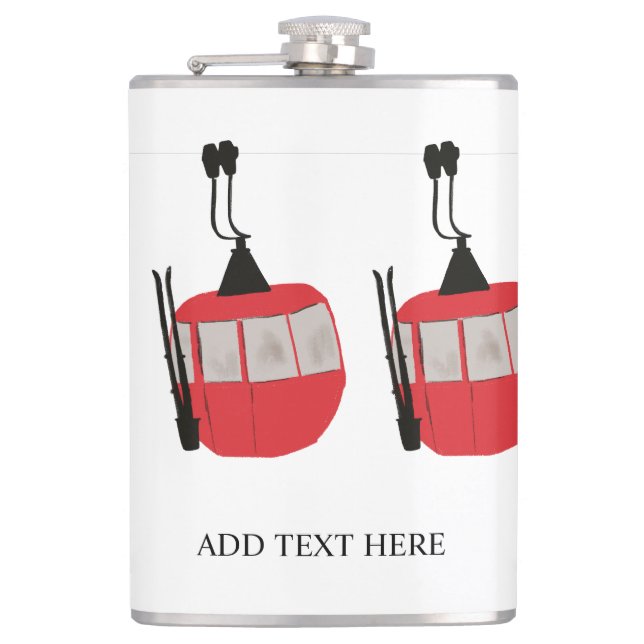 Personalised Retro Ski Lift Skiing Snow Mountain  Hip Flask (Front)