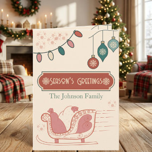 Personalised Retro Sleigh Christmas Holiday Card