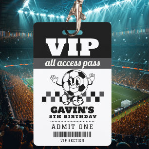 Personalised Retro Soccer Birthday Party Favour MV ID Badge